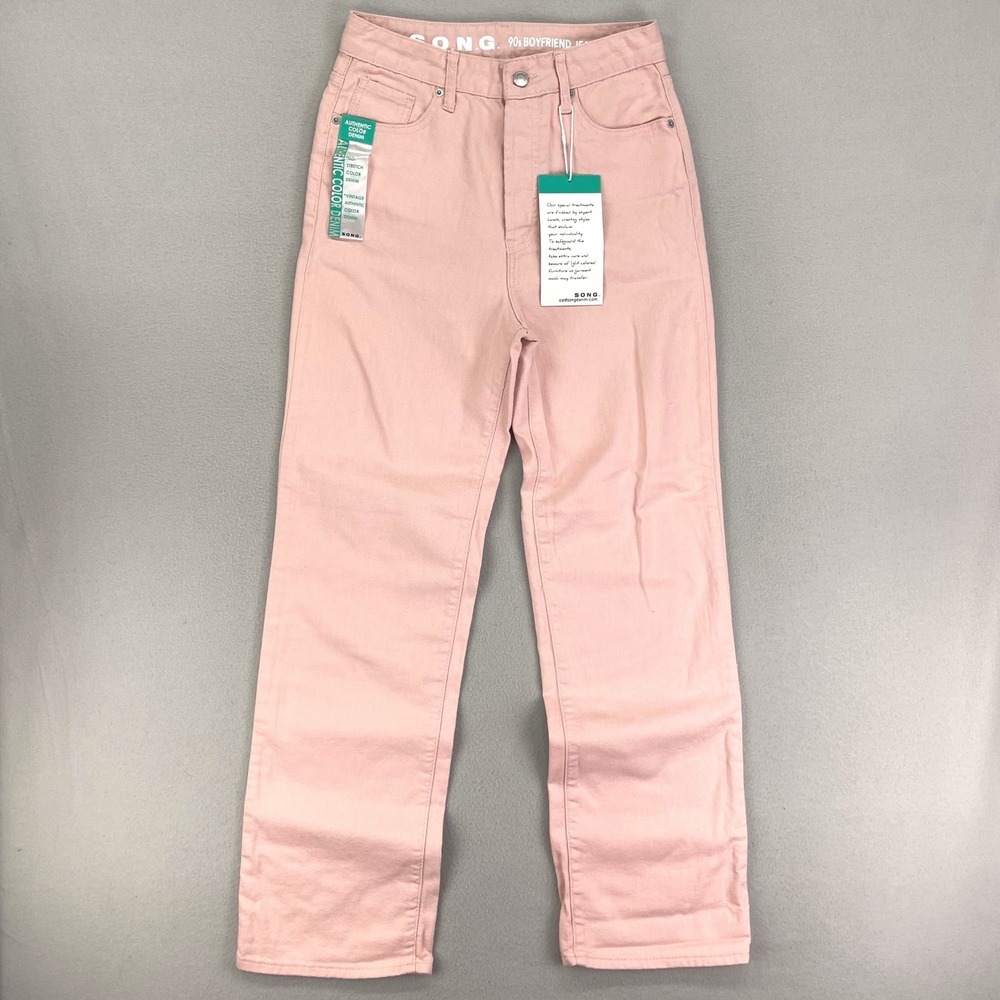 SONG 90s Boyfriend‎ Jeans Womens 5/27 Pink Loose Fit High Rise NWT